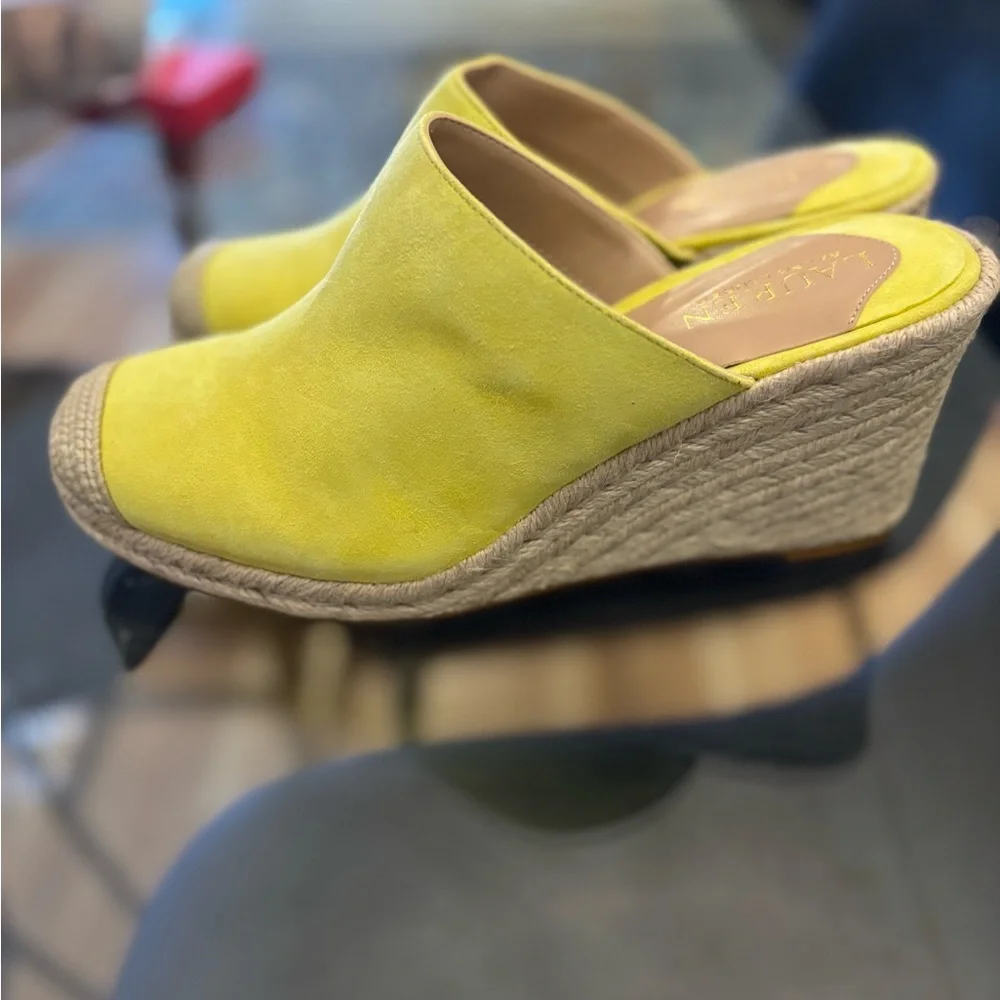 Lauren Ralph Lauren Pennie Suede Espadrille Wedge Shoe Size 7.5 NWT